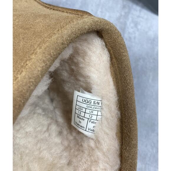 UGG Scuff Slippers Mens Size 13 Chestnut Suede Sheepskin Shearling Lined Slip On - Picture 8 of 9